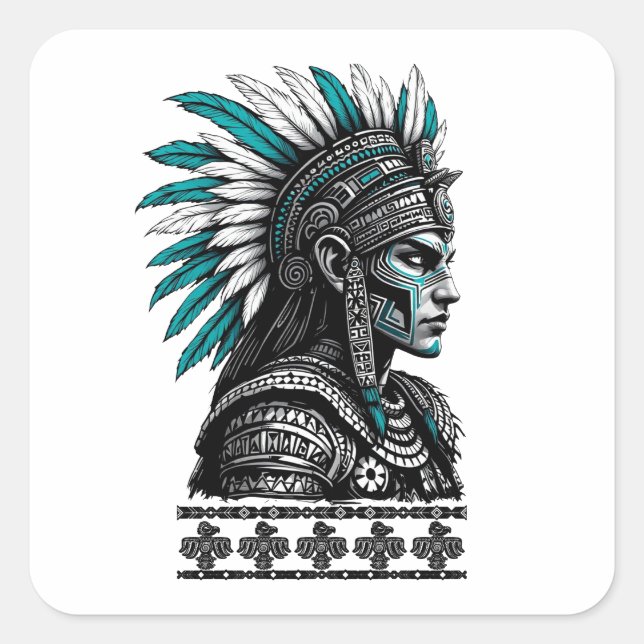 Sticker Carré Culture aztèque peuple indigène maya (Devant)