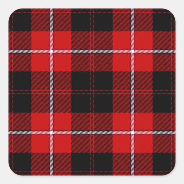 Sticker Carré Cunningham Tartan rouge noir (Devant)