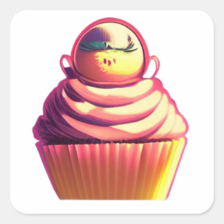 Sticker Carré Cupcake