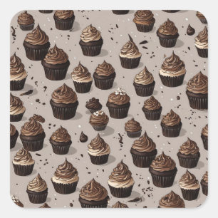 Sticker Carré Cupcake au chocolat