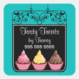 Sticker Carré Cupcake Boulangerie Boutique Signal Boulangerie Bo