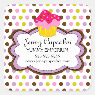 Sticker Carré Cupcake Boulangerie Couvercles