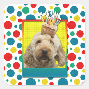 Sticker Carré Cupcake d'anniversaire - GoldenDoodle