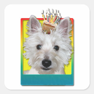 Sticker Carré Cupcake d'anniversaire - Westie - Tank