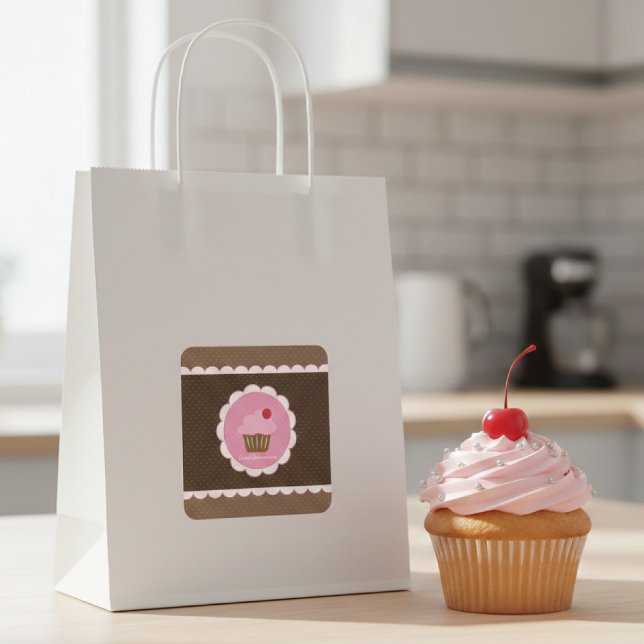 Sticker Carré Cupcake de cerise douce (Créateur téléchargé)