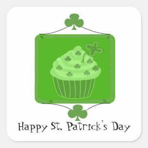 Sticker Carré Cupcake de la Saint Patrick
