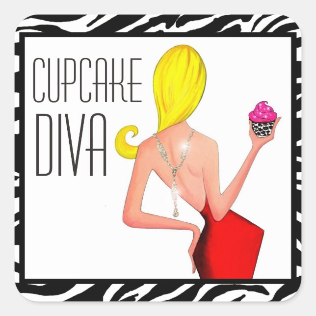 Sticker Carré "Cupcake DIVA" (Devant)