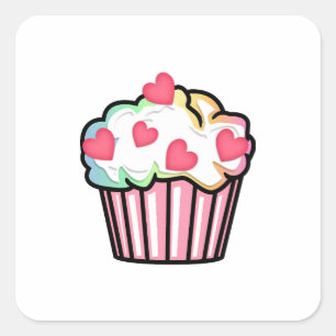 Sticker Carré Cupcake Love