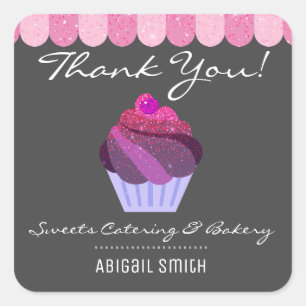 Sticker Carré Cupcake Restauration Boulangerie Fille Parties sci