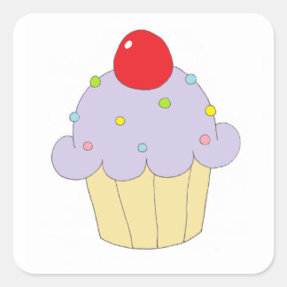 Sticker Carré Cupcake violet