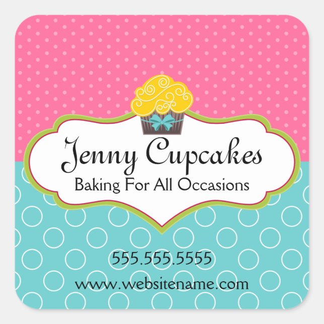 Sticker Carré Cupcake Whimsical Boulangerie Cachets (Devant)