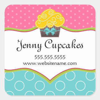 Sticker Carré Cupcake Whimsical Boulangerie Cachets