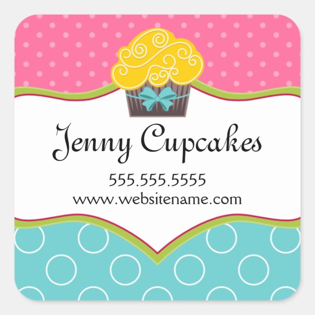 Sticker Carré Cupcake Whimsical Boulangerie Cachets (Devant)