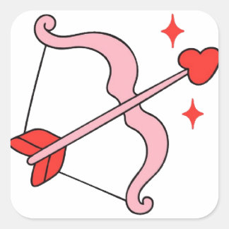 Sticker Carré Cupid’s Bow and Arrow of Love – Cute Valentine Ill