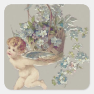 Sticker Carré Cupidon Chérubin Ange Myosotis