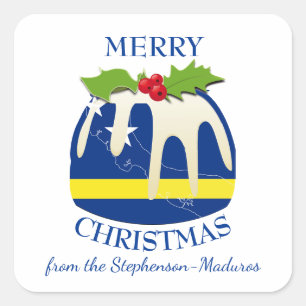 Sticker Carré CURAÇAO Korsou Pouding aux prunes de fête Noël