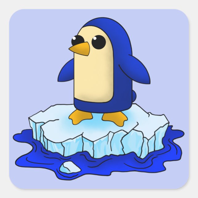 Sticker Carré Curieux mignon bébé pingouin (Devant)