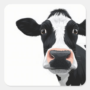 Sticker Carré Curiosité de vache en gros plan