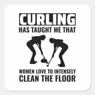 Sticker Carré Curling en pierre hiver Curler sport glace