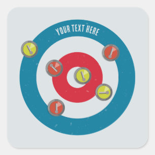 Sticker Carré curling Maison et pierres de curling vue du haut