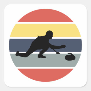 Sticker Carré Curling Sport glace Salle de bain en pierre