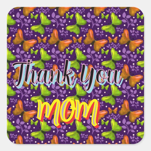 Sticker Carré Custom and personalized gift butterfly Pattern   (Devant)