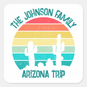 Sticker Carré Custom Cactus Sunset Arizona Desert Triage