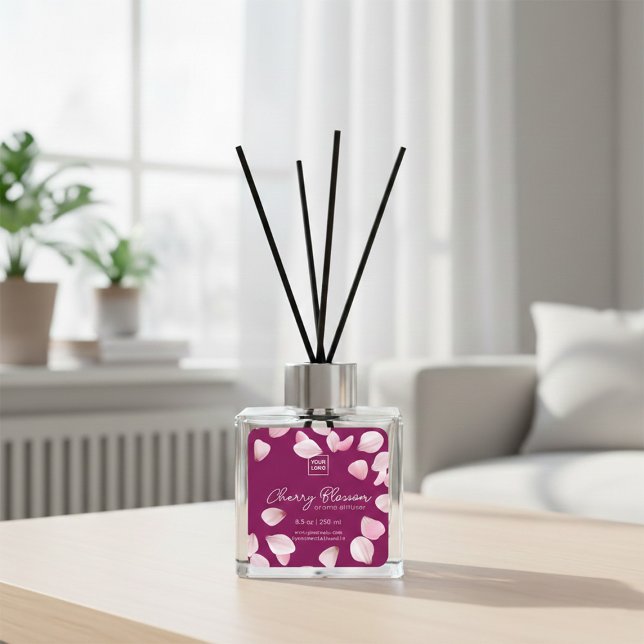 Sticker Carré Custom Cherry Blossom Aroma Diffuser Label (Créateur téléchargé)