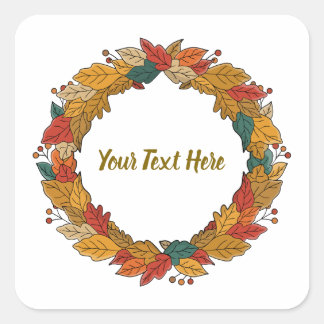 Sticker Carré Custom Fall Leaf Wreath Circle