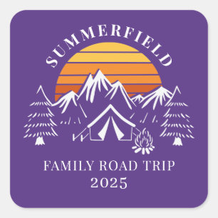 Sticker Carré Custom Family Vacation Road Trip Camping