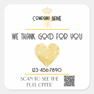 Sticker Carré Custom HEART Thank GOD For Business Logo THANK YOU