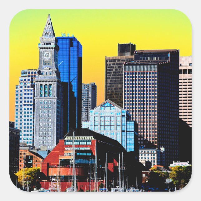 Sticker Carré Custom House Boston USA Poster tissu visage Masque (Devant)