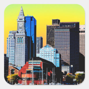 Sticker Carré Custom House Boston USA Poster tissu visage Masque