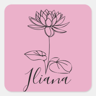 Sticker Carré Custom Juillet Eau Lily Cadeau Fleur de naissance