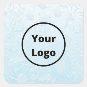 Sticker Carré Custom logo engraved blue floral