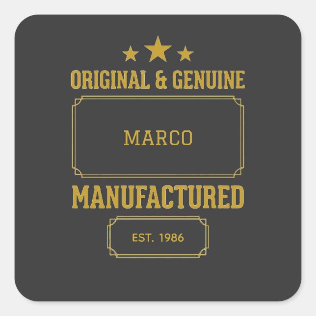 Sticker Carré Custom Original & Genuine Birthday (Devant)