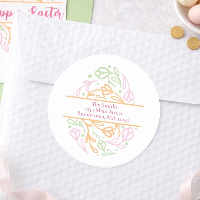 Sticker Carré Custom Pastel Easter Egg Return Address Labels (Créateur téléchargé)