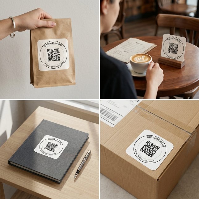 Sticker Carré Custom QR Code Business Branding  (Custom QR Code Business Branding Square Sticker)