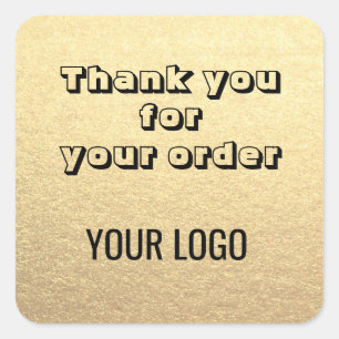 Sticker Carré Custom Simple Clean Gold Business Votre logo ici