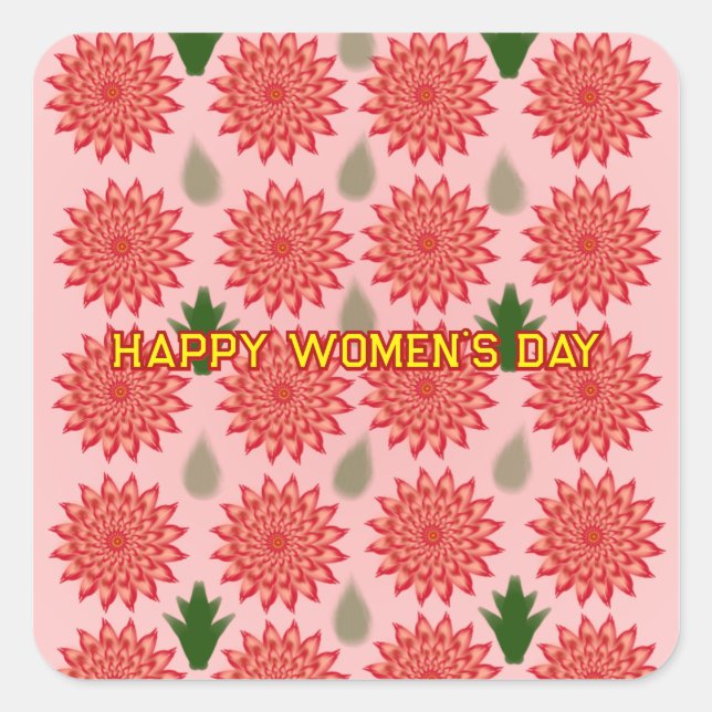 Sticker Carré Custom Spring Flower Women's Day Pattern  (Devant)