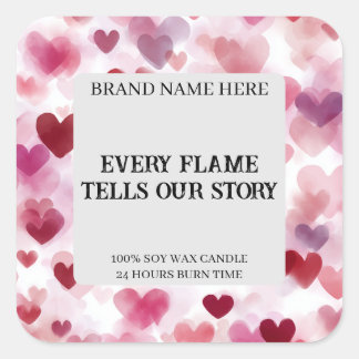 Sticker Carré Custom Valentine’s Day Candle Label Romantic Text