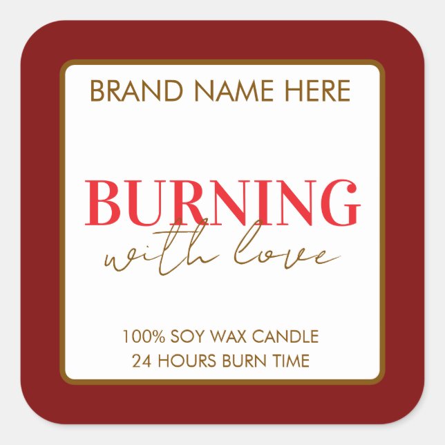 Sticker Carré Custom Valentine's Day Candle Label (Devant)