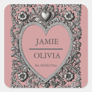 Sticker Carré Custom Victorian Scroll Frame – wedding