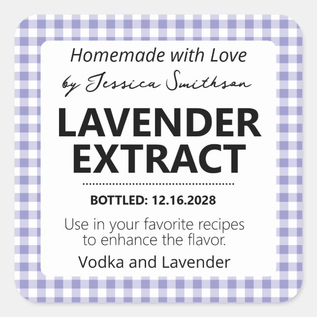 Sticker Carré Customizable Gingham Extract Label (Devant)