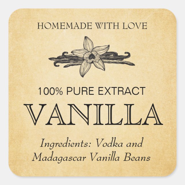 Sticker Carré Customize Vanilla Extract label VE005_04sqcu (Devant)