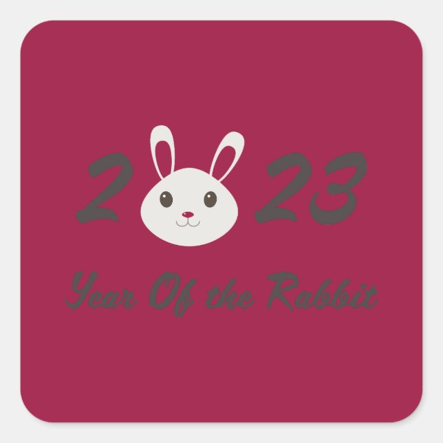 Sticker Carré Cute 2023 Année du lapin (Devant)