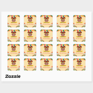Sticker Carré Cute afro arc-en-ciel Afro-américaines filles Anni