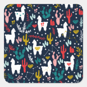 Sticker Carré Cute Alpaca