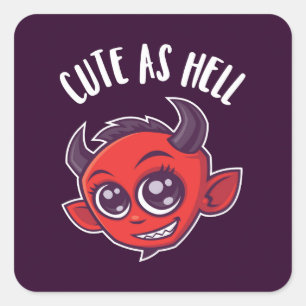 Sticker Carré Cute as Hell Devil