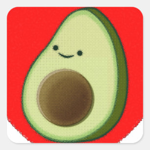 Sticker Carré Cute Avocado Dans Le Coeur Rouge
